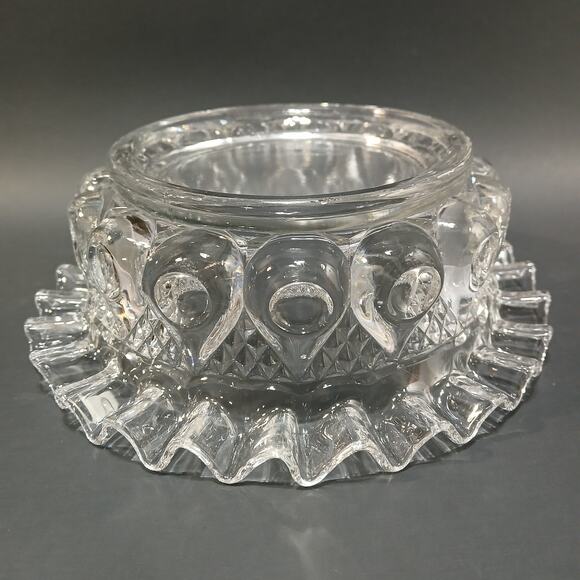 Reverse Torpedo Pattern 7" Round Glass Bowl, Vtg EAPG by Dalzell, Gilmore, Leigh - Picture 5 of 10